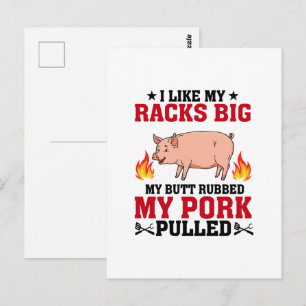 Postal Me Gusta Mi Racks Big BBQ, Pero Cita De Cerdo