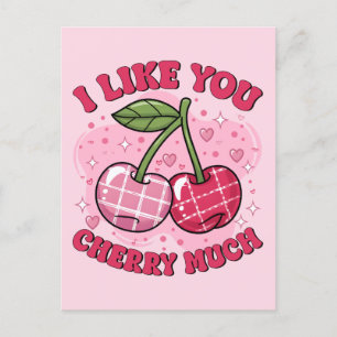 Postal Me Gusta Tu Cereza Mucho Cute Retro Valentine