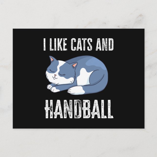 Postal Me gustan los gatos y los regalos de balonmano (Anverso)