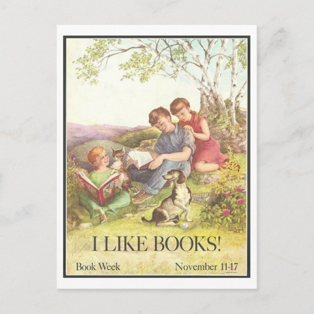 Postal "Me Gustan Los Libros" Poster De Biblioteca De Vin (Anverso)