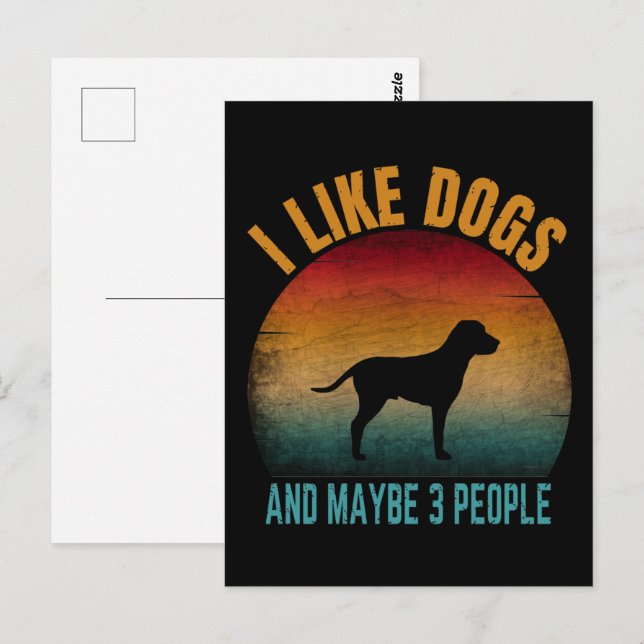 Postal me gustan los perros y quizás 3 personas (Anverso / Reverso)