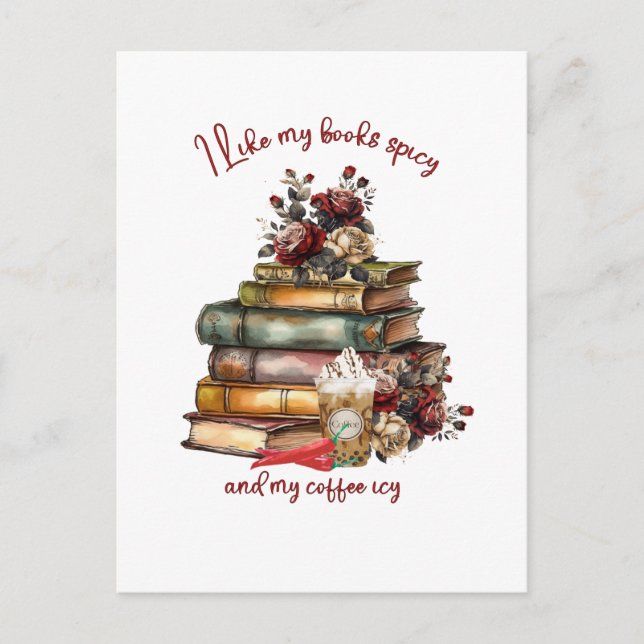 Postal Me gustan mis libros picantes y mi café helado (Anverso)