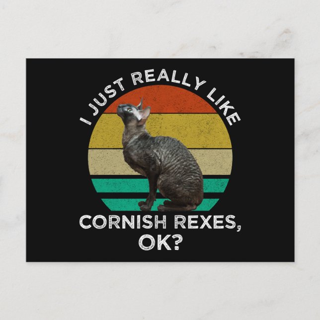 Postal Me Gustan Mucho Los Cornish Rex, ¡OK? (Anverso)