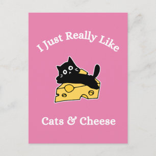 Postal Me Gustan Mucho Los Gatos Y El Queso Escritura Bla