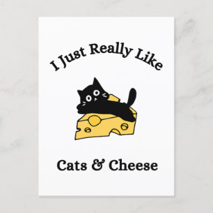 Postal Me Gustan Mucho Los Gatos Y El Queso Escritura Neg