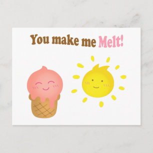 Postal Me haces derretir, helado y sol, amor humor
