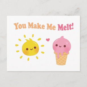Postal Me Haces Derretir, Sol y Helado, Humor de Amor