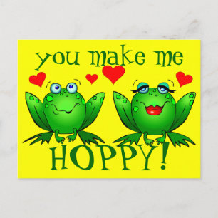 Postal Me Haces Saltar Ranas Lindas de Dibujos Animados