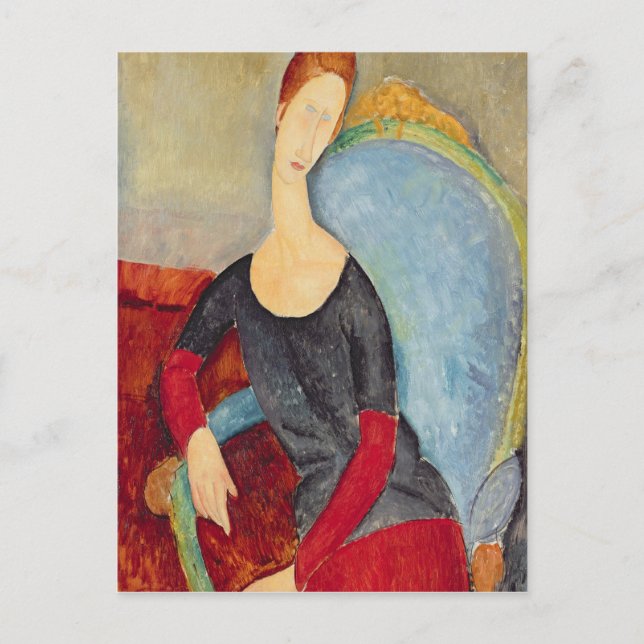 Postal Me Hebuterne en una silla azul, 1918 (Anverso)
