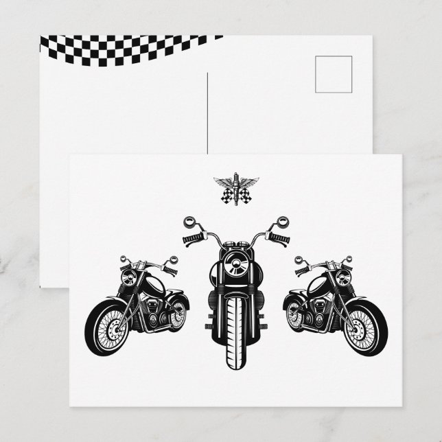 Postal Mecánico clásico de motocicletas (Anverso / Reverso)