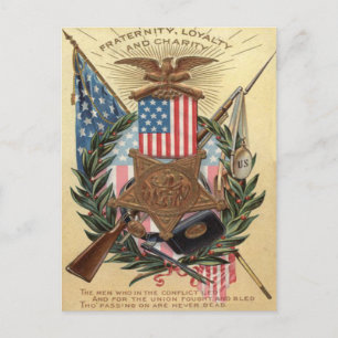 Postal Medalla de la bandera de EE. UU. con corona y bayo