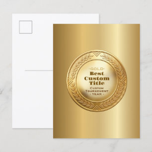 Postal Medalla personalizada 3D realista editable de oro 