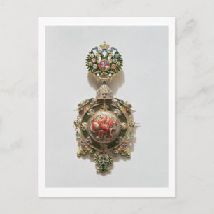 Postal Medallón esmaltado que representa el escudo de