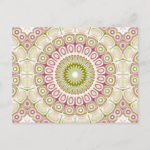 Postal Medallón Mandala Rosa y Verde Oliva