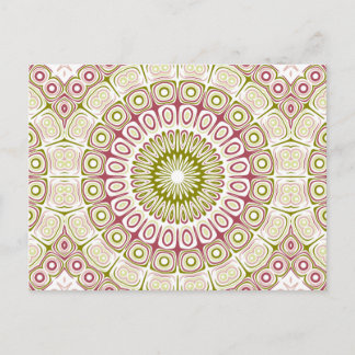 Postal Medallón Mandala Rosa y Verde Oliva