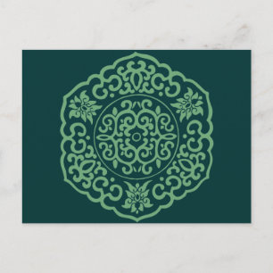 Postal Medallón verde chino