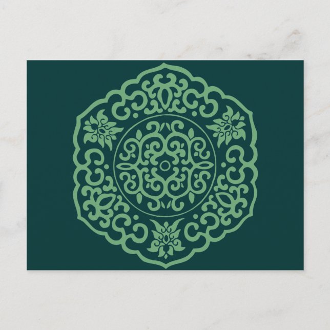 Postal Medallón verde chino (Anverso)