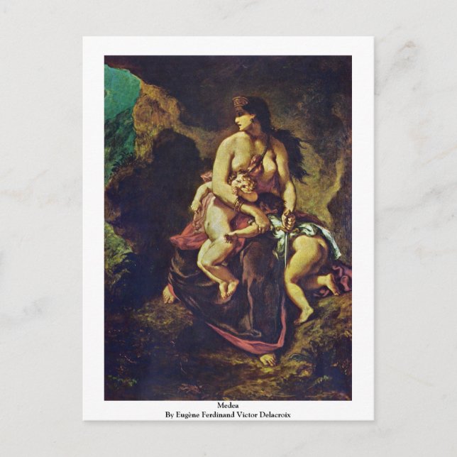 Postal Medea del vencedor Delacroix de Eugène Fernando (Anverso)