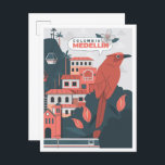 Postal Medellín Colombia Art Vintage Travel Ilustracion<br><div class="desc">Medellín Colombia Art Vintage ilustracion</div>