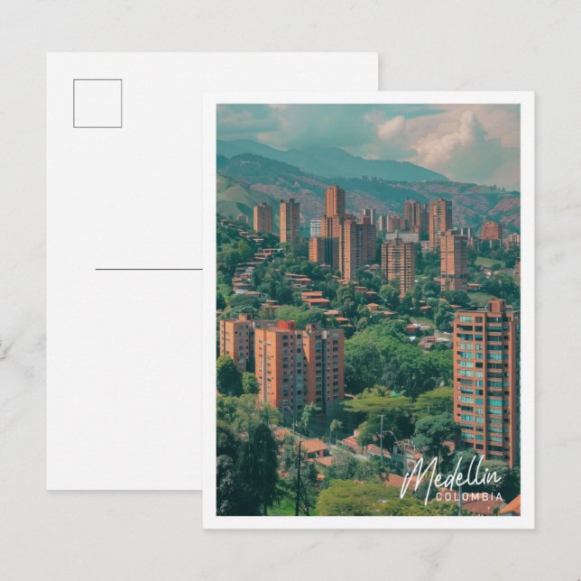Postal Medellín Colombia Lugar famoso para viajar en arte (Anverso / Reverso)