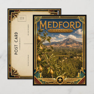 Postal Medford Oregon Arte Deco Vintage Edad de Oro