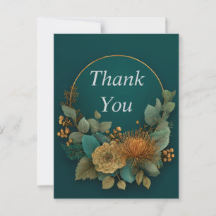 Postal Media floral floral en carta de agradecimiento ver