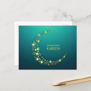 Postal Media luna de oro islámica de Ramadán Kareem