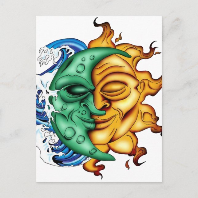 Postal Media luna mitad sol (Anverso)