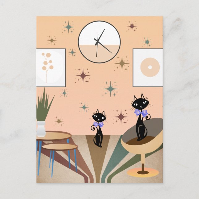 Postal Mediados del Siglo de Mid Cat Moderno (Anverso)