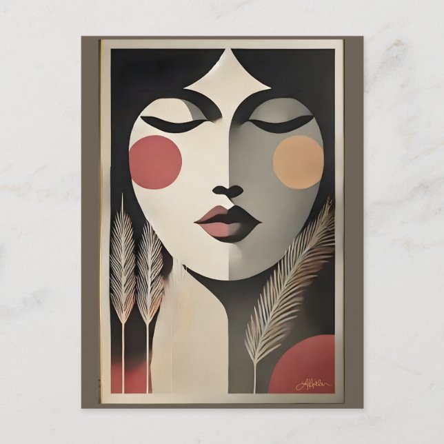 Postal Mediana del siglo XX Meditación del Arte Moderno (Anverso)