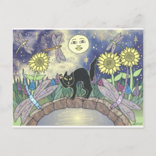 Postal Medianoche en el jardín de las libélulas