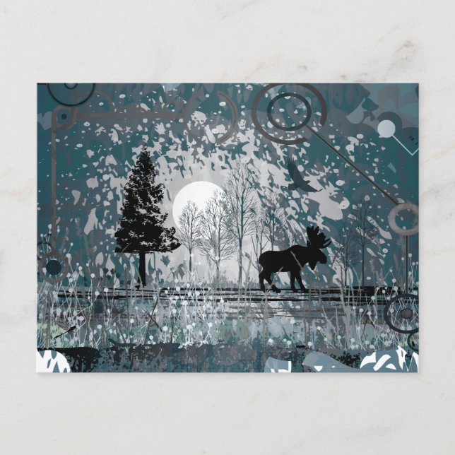 Postal Medianoche Moose Scene (Anverso)