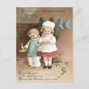 Postal Medias de niños vela de acebo