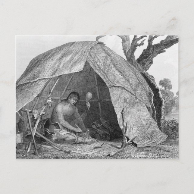 Postal Médica indio construyendo una olla de medicina (Anverso)