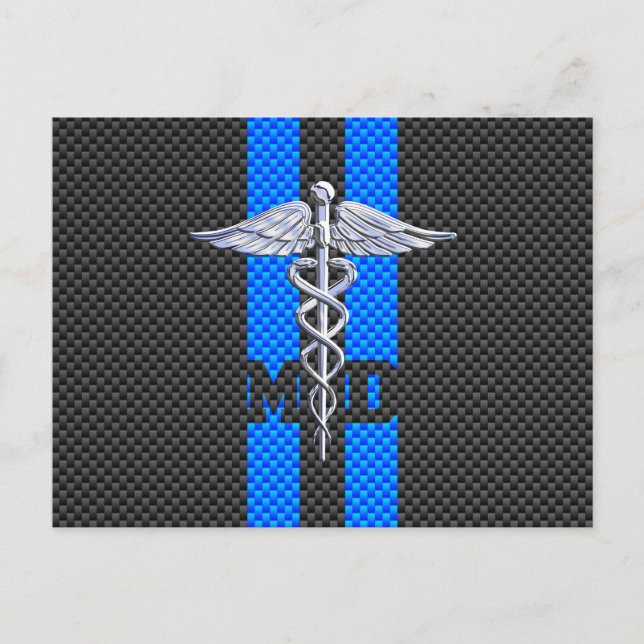Postal Médica médico MD Caduceus al estilo de la fibra de (Anverso)