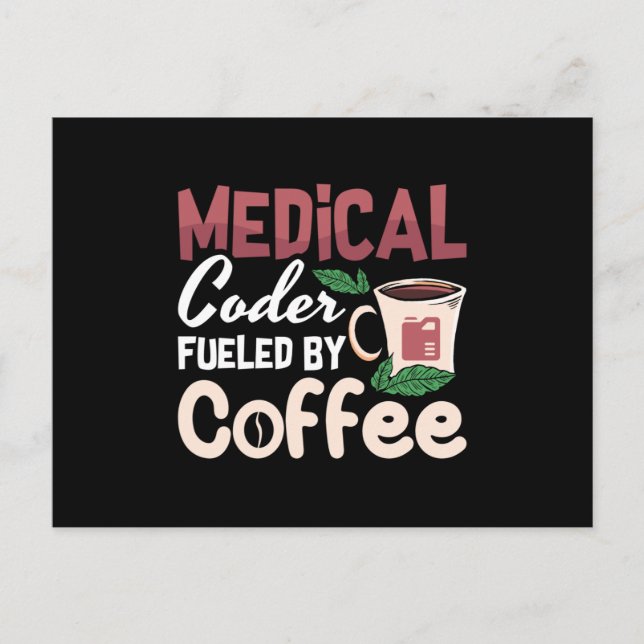 Postal Medical Coder Fueled By Coffee Coding Programmer (Anverso)