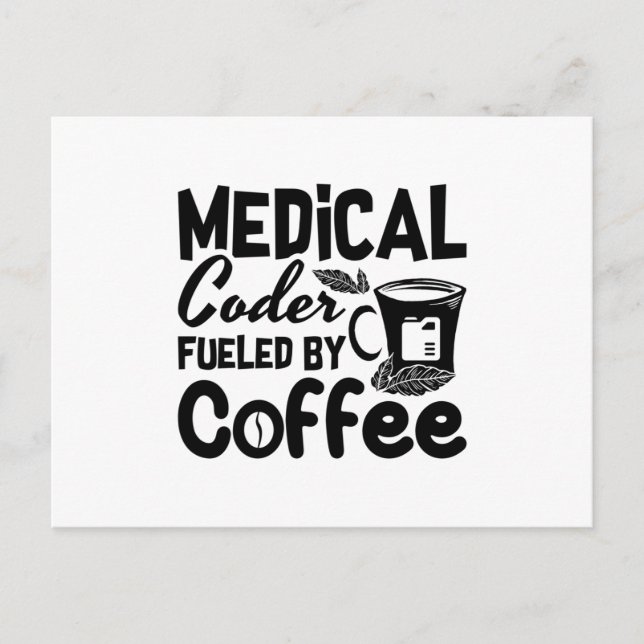 Postal Medical Coder Fueled By Coffee Programmer Coding (Anverso)