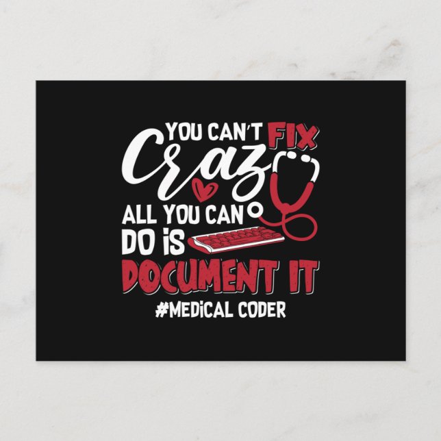 Postal Medical Coder You Can't Fix Crazy ICD Coding Gift (Anverso)