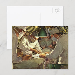 Postal Medicina antigua, médicos realizando cirugía en ur
