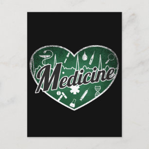 Postal Medicina retro Heart Blackboard Love