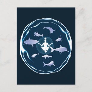 Postal Medición subacuática Nadar Con Tiburones