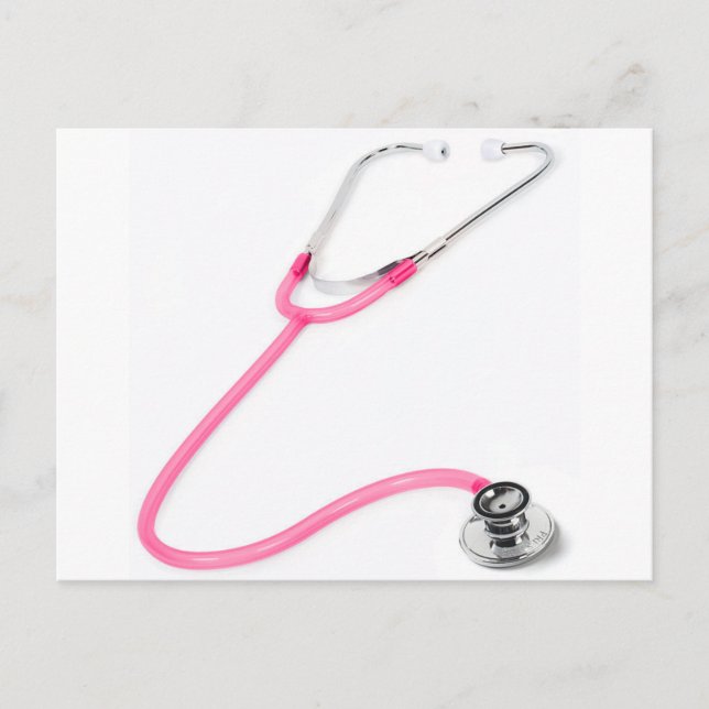 Postal Médico de Enfermería Stethoscope rosa EMT (Anverso)