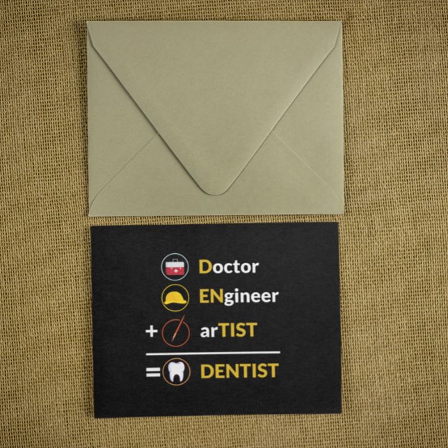 Postal Médico + Ingeniero + Artista = Dentista (doctor funny dental assistant dentist postcard)