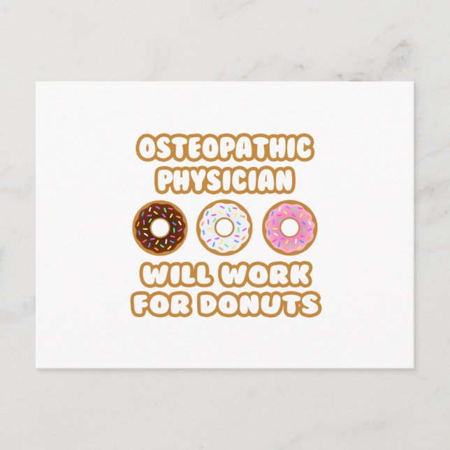 Postal Médico osteopático .. Trabajará Para Donuts (Anverso)