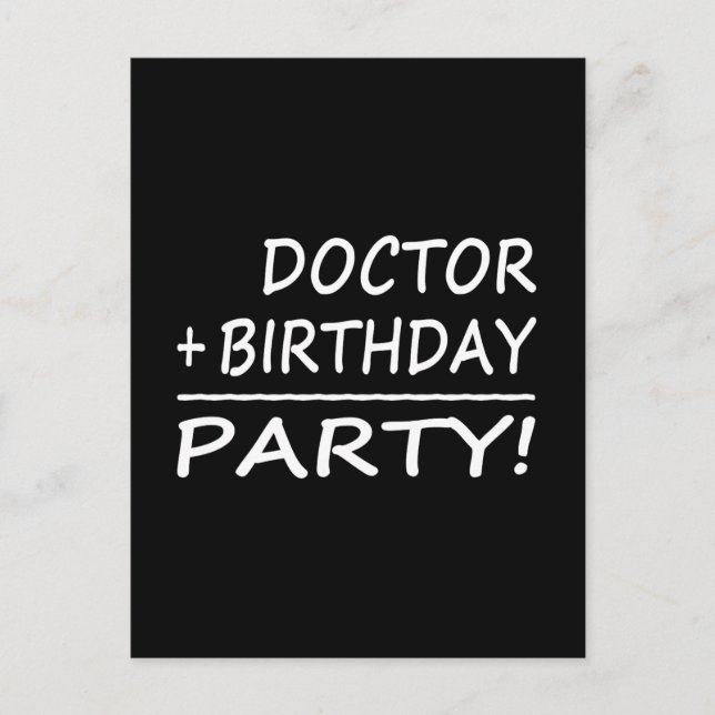 Postal Médicos Cumpleaños : Médico + Cumpleaños = Fiesta (Anverso)