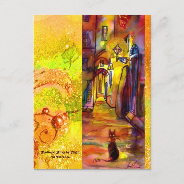 POSTAL MEDIEVAL ALLEY DE NOCHE EN FLORENCIA (Anverso)