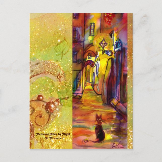 POSTAL MEDIEVAL ALLEY DE NOCHE EN FLORENCIA (Anverso)