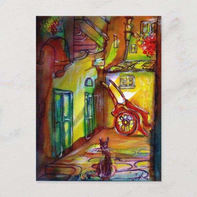 POSTAL MEDIEVAL ALLEY DE NOCHE EN FLORENCIA (Anverso)