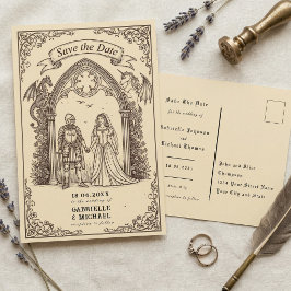 Postal Medieval Gothic Sepia Old Paper Save The Date