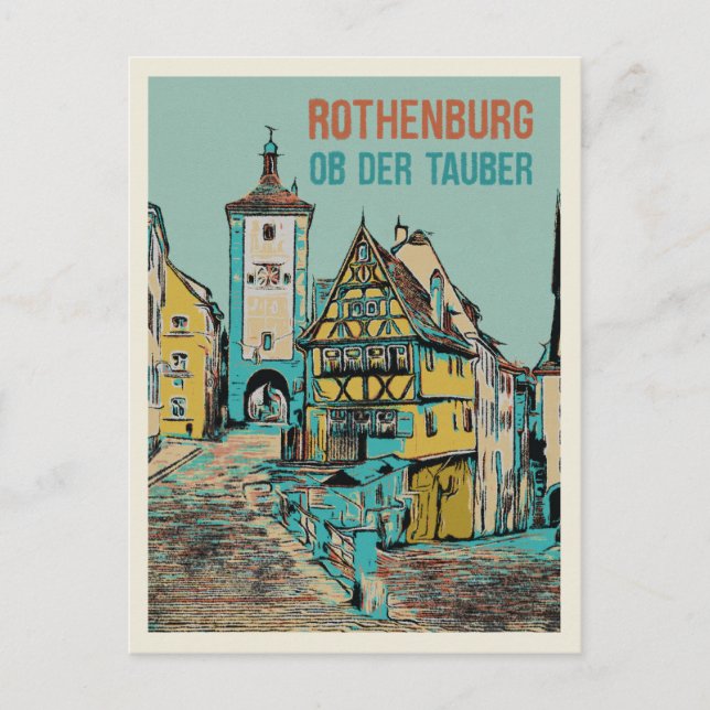 Postal Medieval Rothenburg ob der Tauber, Baviera (Anverso)